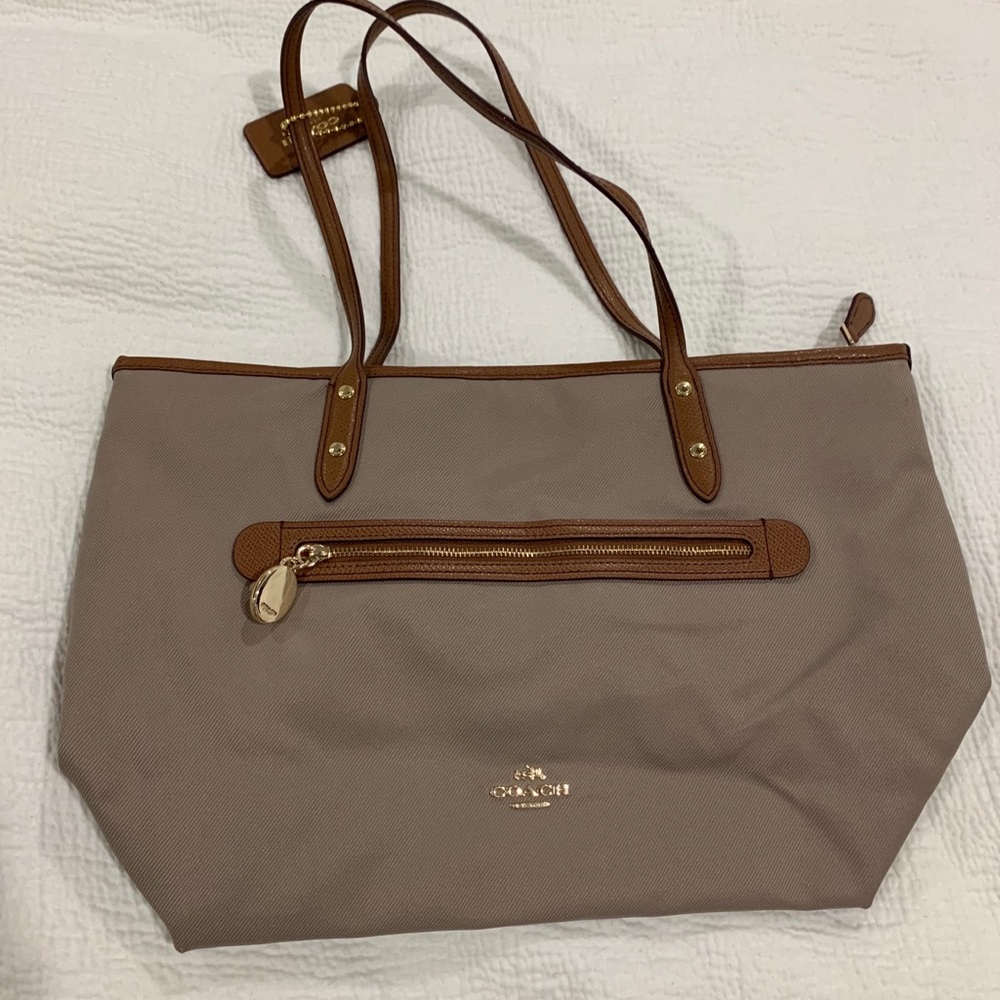 Authentic Coach Tan Canvas and Leather Tote